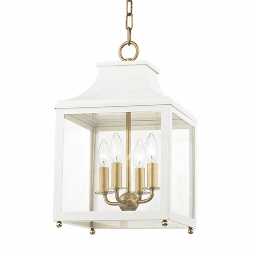 Mitzi Leigh 4-LT Small Pendant - Aged Brass & White - H259704S-AGB/WH