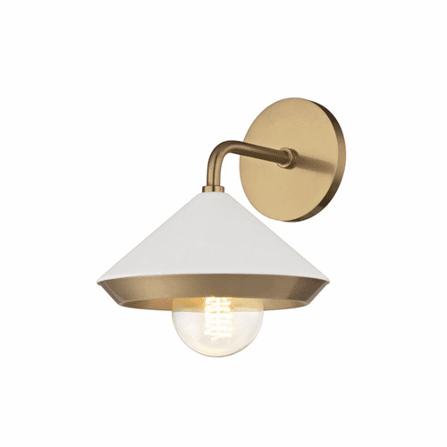 Mitzi Marnie 1-LT Wall Sconce - Aged Brass & White - H139101-AGB/WH