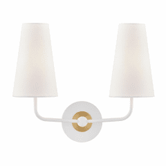Mitzi Merri 2-LT Wall Sconce - Aged Brass & White - H318102-AGB/WH