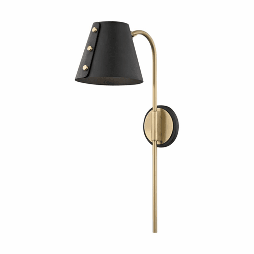 Mitzi Meta 1-LT Wall Sconce With Plug - Aged Brass & Black - HL174201-AGB/BK
