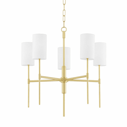 Mitzi Olivia 5 Light Chandelier - Aged Brass - H223805-AGB