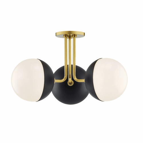 Mitzi Renee 3-LT Semi-Flush - Aged Brass & Black - H344603-AGB/BK
