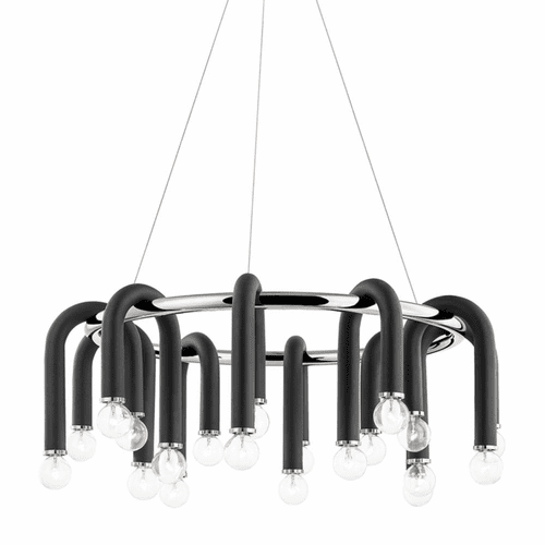 Mitzi Whit 20-LT Chandelier - Polished Nickel & Black - H382820-PN/BK