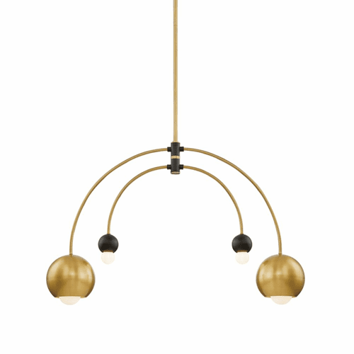 Mitzi Willow 4-LT Chandelier - Aged Brass & Black - H348804-AGB/BK