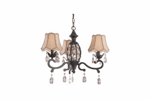 Monte Carlo 3-Light Crystal Light Kit/Pendant, 3' Chain & 5' Wire Tuscan Bronze MC198TB-L