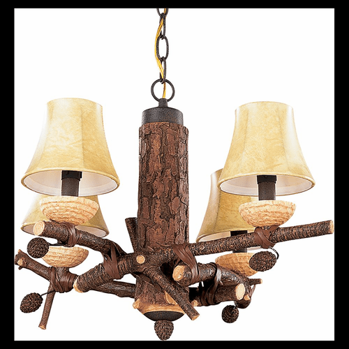 Monte Carlo  4-Light Great Lodge Light Kit/Pendant, 3' Chain & 5' Wire Weathered Iron MC161WI-L
