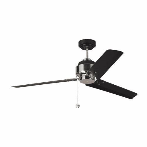 Monte Carlo 54" Arcade Ceiling Fan - Midnight Black w/Polished Nickel - 3AR54MBKPN