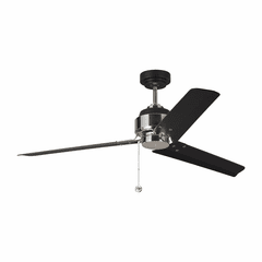 Monte Carlo 54" Arcade Ceiling Fan - Midnight Black w/Polished Nickel - 3AR54MBKPN