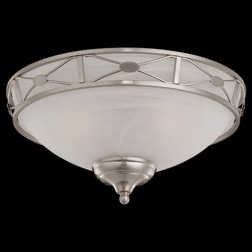 Monte Carlo Deco Medallion Bowl, White Faux Alabaster Brushed Steel MC21BS-L
