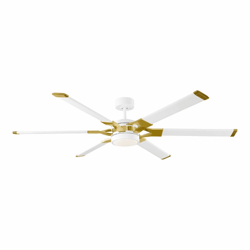 Monte Carlo Loft 62" Ceiling Fan w/LED - Matte White/Brnshd Brass - 6LFR62RZWBBSD