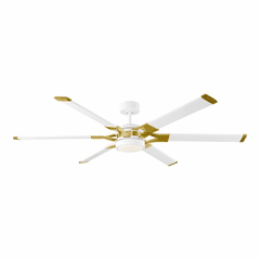 Monte Carlo Loft 62" Ceiling Fan w/LED - Matte White/Brnshd Brass - 6LFR62RZWBBSD Monte Carlo Loft 62" Ceiling Fan w/LED - Matte White/Brnshd Brass - 6LFR62RZWBBSD