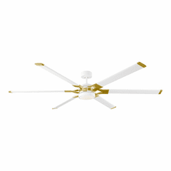 Monte Carlo Loft 72" Ceiling Fan w/LED - Matte White/Brnshd Brass - 6LFR72RZWBBSD