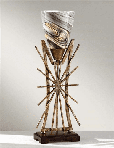 Murray Feiss Atticus 1 Bulb Poly Chrome Iron / Ebony Lamp 10119PCI-EBY