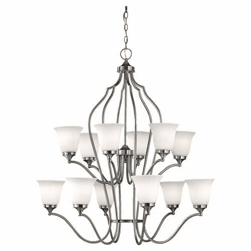 Murray Feiss Beckett 12 Bulb Brushed Steel Chandelier F2652-6-6BS