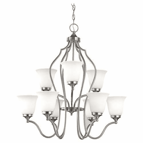 Murray Feiss Beckett 9-Light Multi-Tier Chandelier in Brushed Steel Finish - F2651/6+3BS