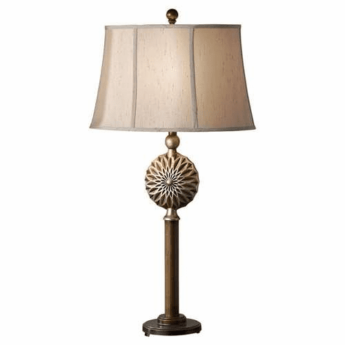Murray Feiss Davidson 1 Bulb Firenze Gold / Silver Leaf Patina Portable Lamp 10140FG-SLP