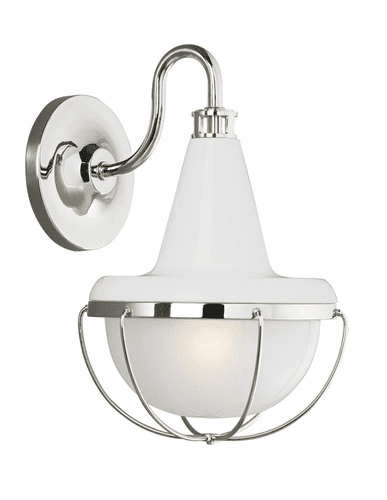 Murray Feiss Livingston 1-Light Outdoor Lantern in High Gloss White / Polished Nickel Finish - OL14002HGW/PN