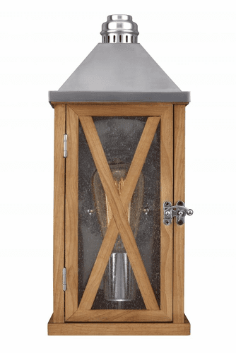 Murray Feiss Lumiere' 1-Light Outdoor Wall Sconce in Natural Oak / Brushed Aluminum Finish - OL17000NO