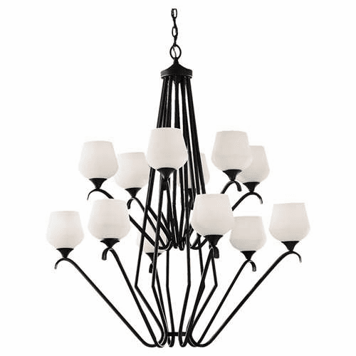 Murray Feiss Merritt 12 Bulb Black Chandelier F2657-6-6BK