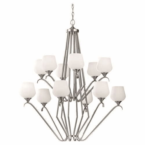 Murray Feiss Merritt 12-Light Multi Tier Chandelier in Brushed Steel Finish - F2657/6+6BS
