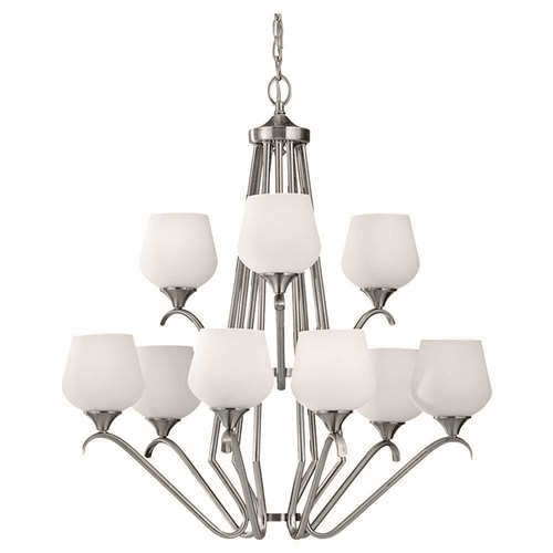 Murray Feiss Merritt 9-Light Multi Tier Chandelier in Brushed Steel Finish - F2656/6+3BS