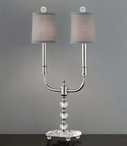 Murray Feiss Pelham Manor 2 Bulb Polished Nickel / Clear Glass Lamp 10094PN-CLG