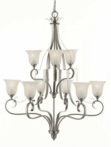 Murray Feiss Vista 9-Light Multi-Tier Chandelier in Brushed Steel Finish - F2041/6+3BS