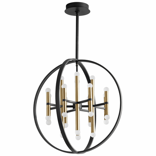 Oxygen Nero 24-LT LED Chandelier - Black/Aged Brass - 3-684-1540