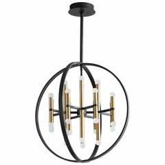 Oxygen Nero 24-LT LED Chandelier - Black/Aged Brass - 3-684-1540