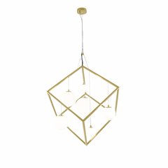 Pixie 6-Light Cube Pendant - Brushed Brass - FSN-4442-OPAL-BRSS