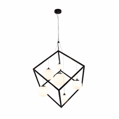 Pixie 6-Light Cube Pendant - Matte Black - FSN-4442-OPAL-MBLK Pixie 6-Light Cube Pendant - Matte Black - FSN-4442-OPAL-MBLK