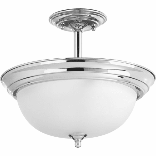Progress 2-LT Dome Glass 13-1/4" Semi Flush - Polished Chrome - P3927-15ET