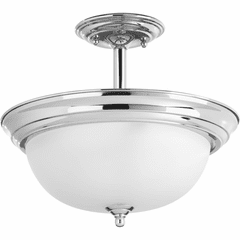 Progress 2-LT Dome Glass 13-1/4" Semi Flush - Polished Chrome - P3927-15ET Progress 2-LT Dome Glass 13-1/4" Semi Flush - Polished Chrome - P3927-15ET