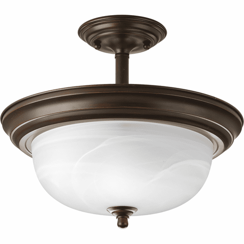 Progress 2LT Dome Glass 131/4" Semi Flush Convertible - Antique Bronze - P3927-20