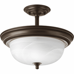 Progress 2LT Dome Glass 131/4" Semi Flush Convertible - Antique Bronze - P3927-20