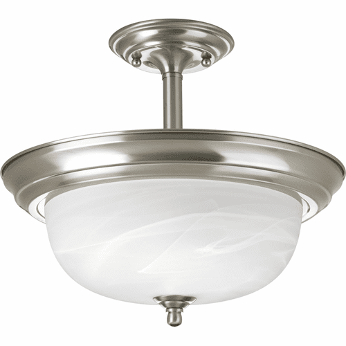 Progress 2LT Dome Glass 131/4" Semi Flush Convertible - Brushed Nickel - P3927-09