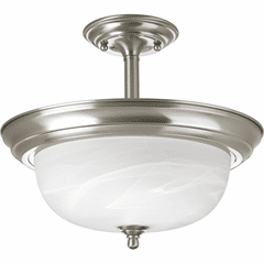 Progress 2LT Dome Glass 131/4" Semi Flush Convertible - Brushed Nickel - P3927-09