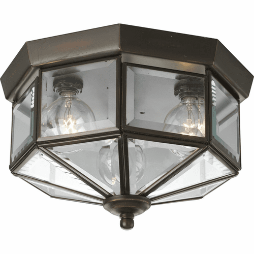 Progress 3-LT Beveled Glass 9-3/4" Close-to-Ceiling - Antique Bronze - P5788-20