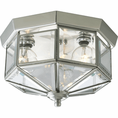 Progress 3-LT Beveled Glass 9-3/4" Close-to-Ceiling - Brushed Nickel - P5788-09