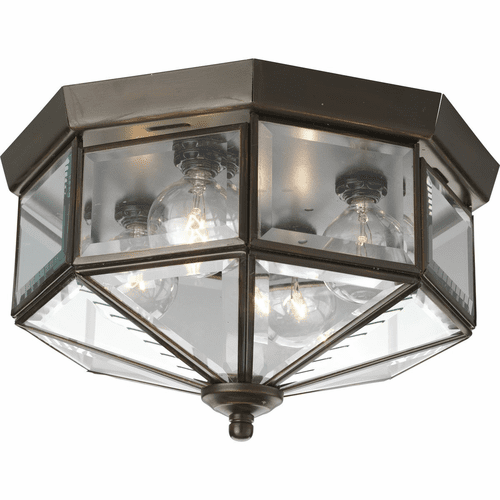 Progress 4-LT Beveled Glass 11-1/8" Close-to-Ceiling - Antique Bronze - P5789-20