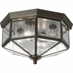 Progress 4-LT Beveled Glass 11-1/8" Close-to-Ceiling - Antique Bronze - P5789-20