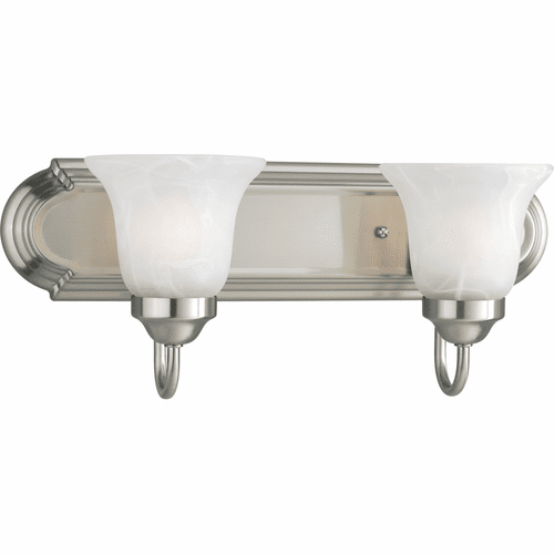 Progress Alabaster Glass 2-LT Bath Vanity - Brushed Nickel - P3052-09
