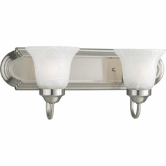 Progress Alabaster Glass 2-LT Bath Vanity - Brushed Nickel - P3052-09
