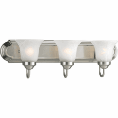 Progress Alabaster Glass 3-LT Bath Vanity - Brushed Nickel - P3053-09