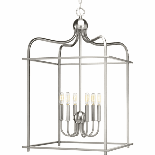 Progress Assembly Hall Collection 6LT Foyer Pendant - Brushed Nickel - P500037-009