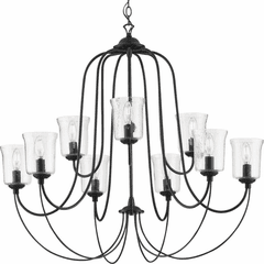Progress Bowman 9-Light 60W Chandelier - Black - P400196-031