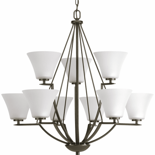 Progress Bravo Collection 9-LT, Two-Tier Chandelier - Antique Bronze - P4625-20W