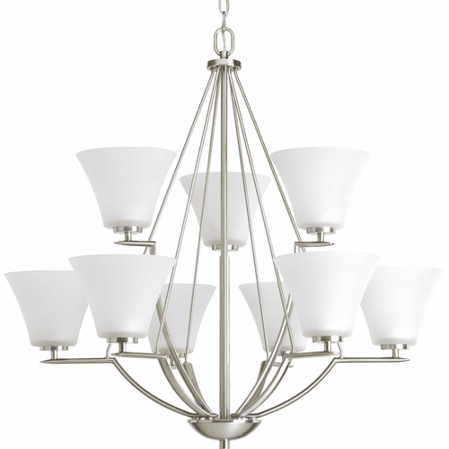 Progress Bravo Collection 9-LT, Two-Tier Chandelier - Brushed Nickel - P4625-09