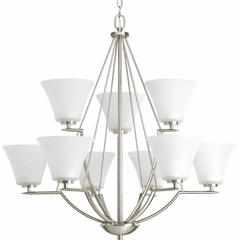 Progress Bravo Collection 9-LT, Two-Tier Chandelier - Brushed Nickel - P4625-09 Progress Bravo Collection 9-LT, Two-Tier Chandelier - Brushed Nickel - P4625-09
