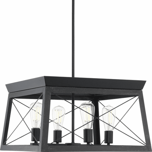 Progress Briarwood 4-LT Chandelier - Textured Black  - P400047-031